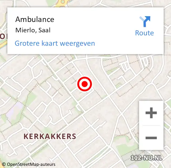 Locatie op kaart van de 112 melding: Ambulance Mierlo, Saal op 6 september 2015 10:07