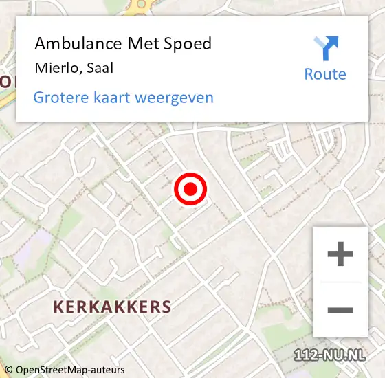 Locatie op kaart van de 112 melding: Ambulance Met Spoed Naar Mierlo, Saal op 6 september 2015 10:17