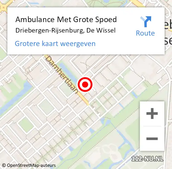 Locatie op kaart van de 112 melding: Ambulance Met Grote Spoed Naar Driebergen-Rijsenburg, De Wissel op 6 september 2015 10:21