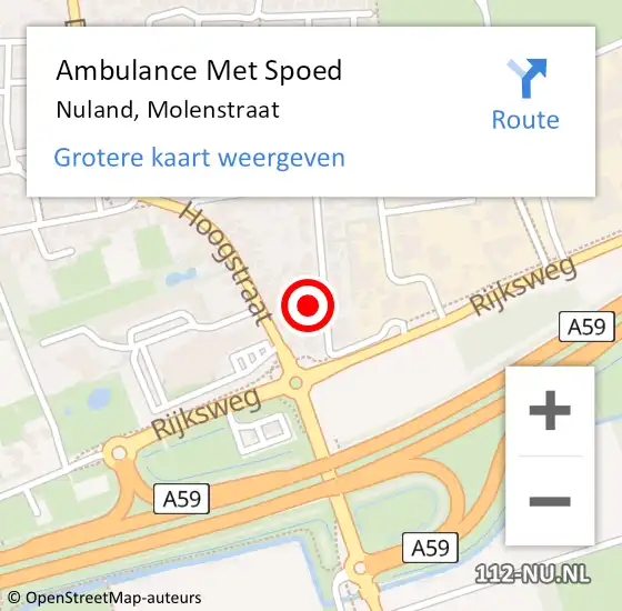 Locatie op kaart van de 112 melding: Ambulance Met Spoed Naar Nuland, Molenstraat op 6 september 2015 11:04