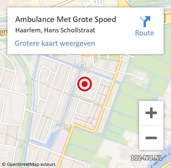 Locatie op kaart van de 112 melding: Ambulance Met Grote Spoed Naar Haarlem, Hans Schollstraat op 6 september 2015 11:10