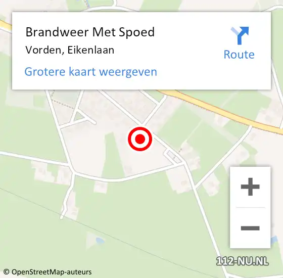 Locatie op kaart van de 112 melding: Brandweer Met Spoed Naar Vorden, Eikenlaan op 6 september 2015 11:27