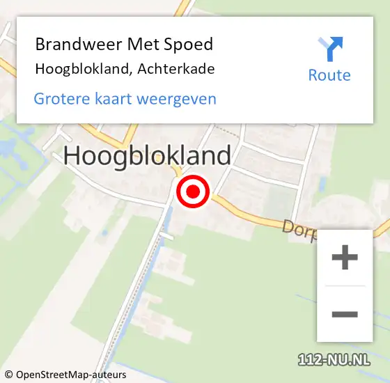 Locatie op kaart van de 112 melding: Brandweer Met Spoed Naar Hoogblokland, Achterkade op 6 september 2015 11:48