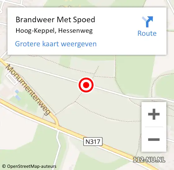 Locatie op kaart van de 112 melding: Brandweer Met Spoed Naar Hoog-Keppel, Hessenweg op 6 september 2015 12:24