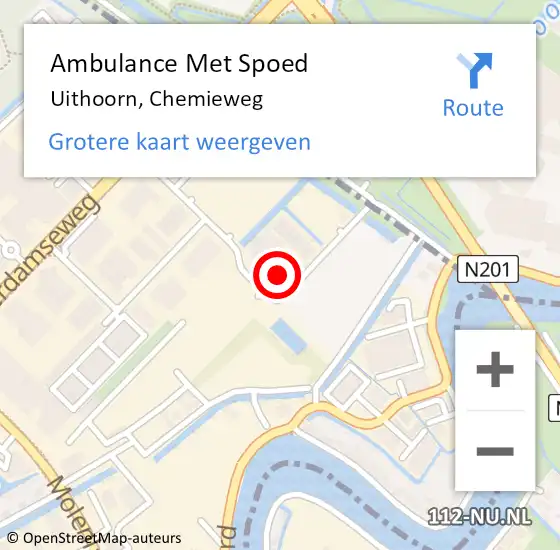 Locatie op kaart van de 112 melding: Ambulance Met Spoed Naar Uithoorn, Chemieweg op 6 september 2015 14:12