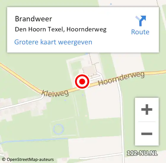 Locatie op kaart van de 112 melding: Brandweer Den Hoorn Texel, Hoornderweg op 19 november 2013 17:15