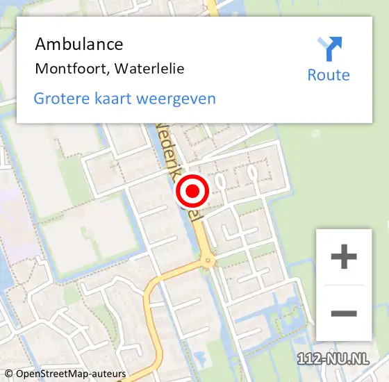 Locatie op kaart van de 112 melding: Ambulance Montfoort, Waterlelie op 6 september 2015 17:19