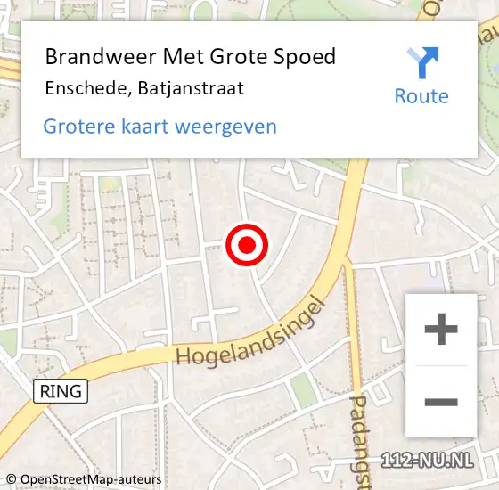 Locatie op kaart van de 112 melding: Brandweer Met Grote Spoed Naar Enschede, Batjanstraat op 6 september 2015 17:37