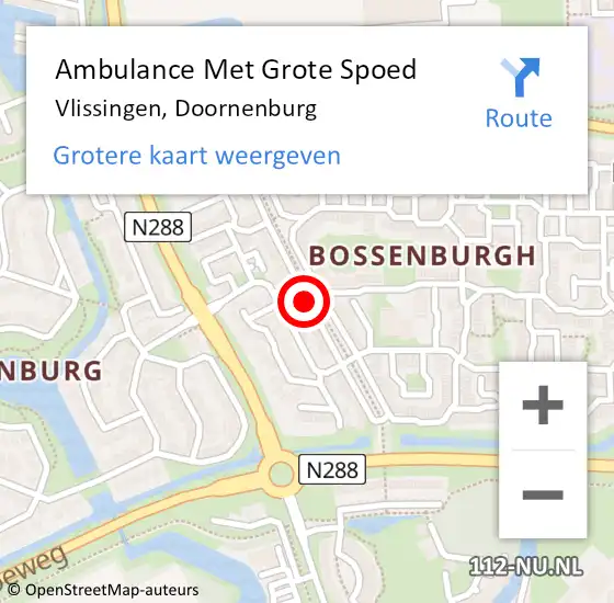 Locatie op kaart van de 112 melding: Ambulance Met Grote Spoed Naar Vlissingen, Doornenburg op 6 september 2015 18:37