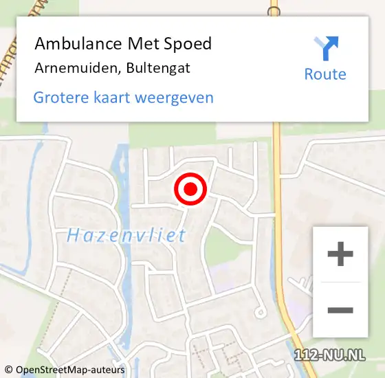 Locatie op kaart van de 112 melding: Ambulance Met Spoed Naar Arnemuiden, Bultengat op 6 september 2015 20:42