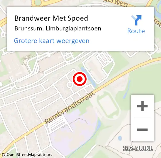 Locatie op kaart van de 112 melding: Brandweer Met Spoed Naar Brunssum, Limburgiaplantsoen op 6 september 2015 21:36