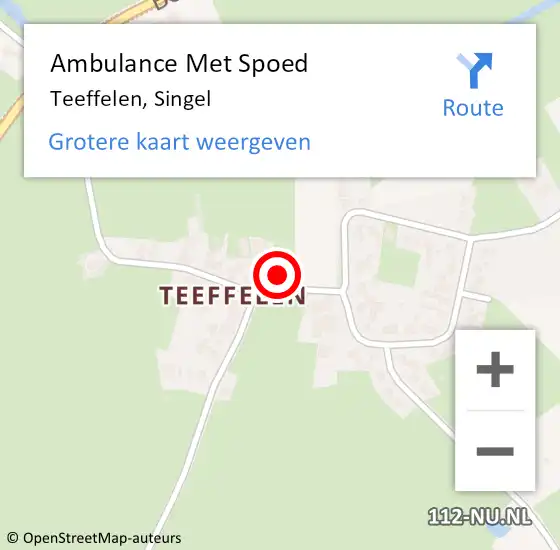 Locatie op kaart van de 112 melding: Ambulance Met Spoed Naar Teeffelen, Singel op 6 september 2015 22:09