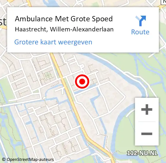 Locatie op kaart van de 112 melding: Ambulance Met Grote Spoed Naar Haastrecht, Willem-Alexanderlaan op 6 september 2015 23:23