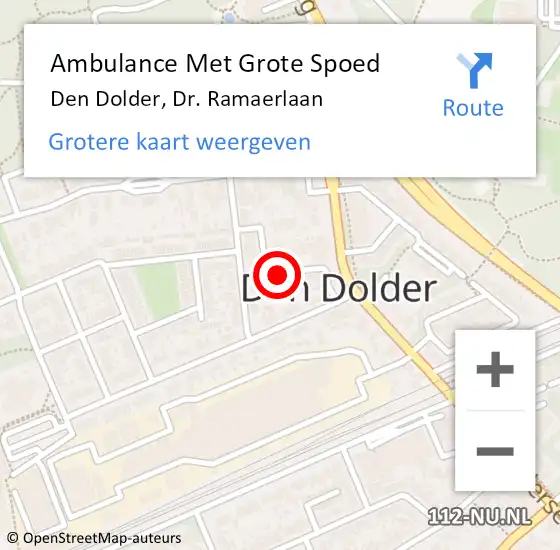 Locatie op kaart van de 112 melding: Ambulance Met Grote Spoed Naar Den Dolder, Dr. Ramaerlaan op 7 september 2015 01:49