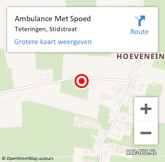 Locatie op kaart van de 112 melding: Ambulance Met Spoed Naar Teteringen, Stidstraat op 7 september 2015 02:03