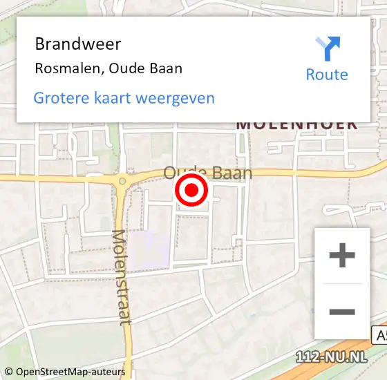 Locatie op kaart van de 112 melding: Brandweer Rosmalen, Oude Baan op 19 november 2013 17:52