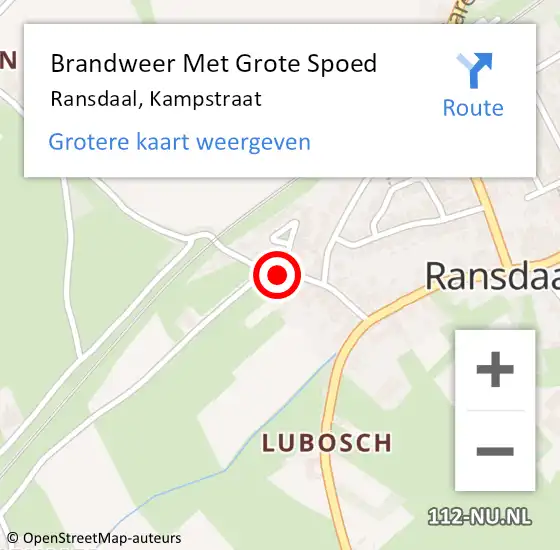 Locatie op kaart van de 112 melding: Brandweer Met Grote Spoed Naar Ransdaal, Kampstraat op 7 september 2015 03:49