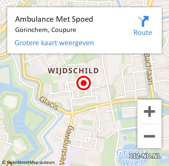 Locatie op kaart van de 112 melding: Ambulance Met Spoed Naar Gorinchem, Coupure op 7 september 2015 04:08