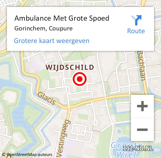 Locatie op kaart van de 112 melding: Ambulance Met Grote Spoed Naar Gorinchem, Coupure op 7 september 2015 04:10