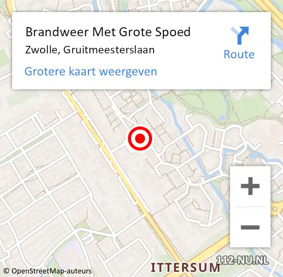 Locatie op kaart van de 112 melding: Brandweer Met Grote Spoed Naar Zwolle, Gruitmeesterslaan op 7 september 2015 04:52