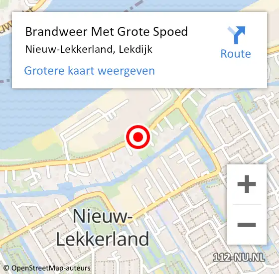 Locatie op kaart van de 112 melding: Brandweer Met Grote Spoed Naar Nieuw-Lekkerland, Lekdijk op 7 september 2015 08:50