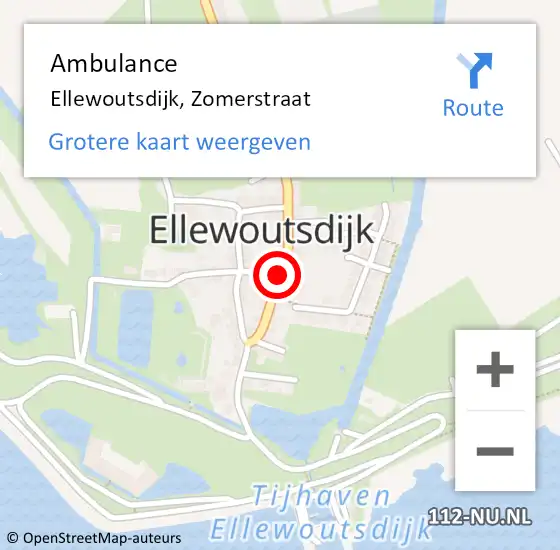 Locatie op kaart van de 112 melding: Ambulance Ellewoutsdijk, Zomerstraat op 7 september 2015 08:52