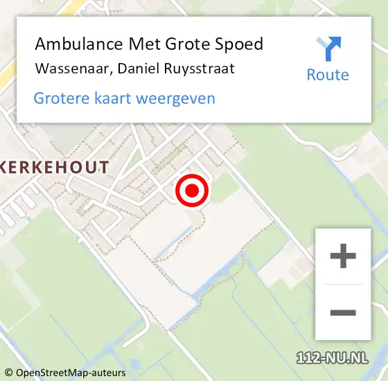 Locatie op kaart van de 112 melding: Ambulance Met Grote Spoed Naar Wassenaar, Daniel Ruysstraat op 7 september 2015 08:57