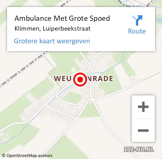 Locatie op kaart van de 112 melding: Ambulance Met Grote Spoed Naar Klimmen, Luiperbeekstraat op 19 november 2013 18:08