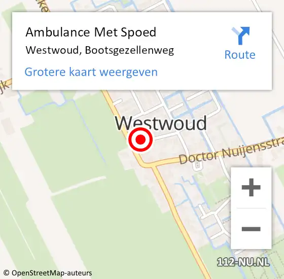 Locatie op kaart van de 112 melding: Ambulance Met Spoed Naar Westwoud, Bootsgezellenweg op 7 september 2015 09:21