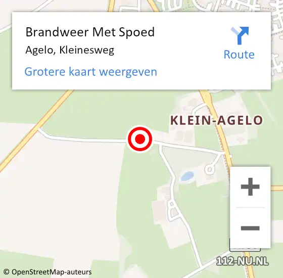 Locatie op kaart van de 112 melding: Brandweer Met Spoed Naar Agelo, Kleinesweg op 7 september 2015 09:24