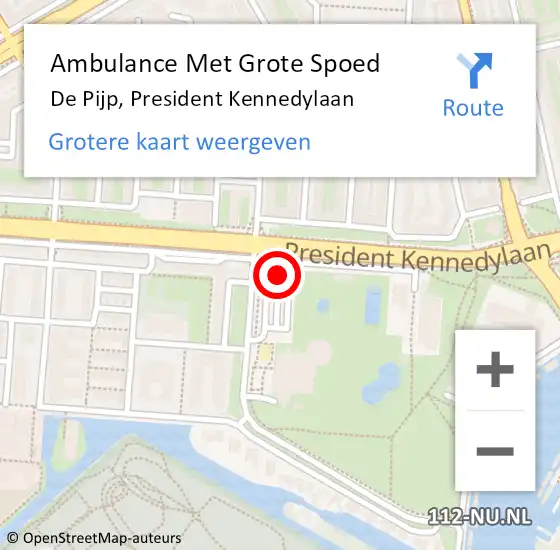 Locatie op kaart van de 112 melding: Ambulance Met Grote Spoed Naar De Pijp, President Kennedylaan op 7 september 2015 10:36