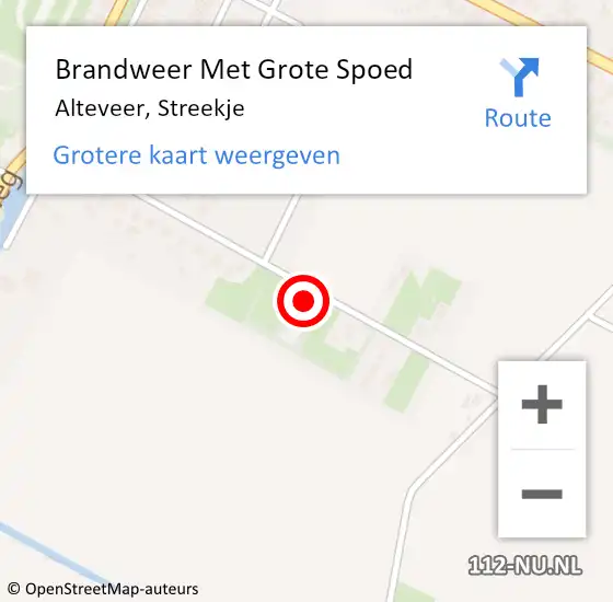 Locatie op kaart van de 112 melding: Brandweer Met Grote Spoed Naar Alteveer, Streekje op 7 september 2015 10:44