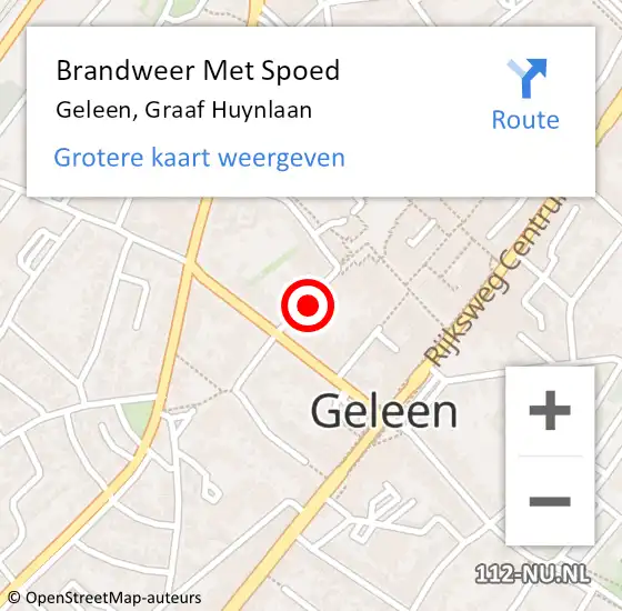 Locatie op kaart van de 112 melding: Brandweer Met Spoed Naar Geleen, Graaf Huynlaan op 7 september 2015 10:44