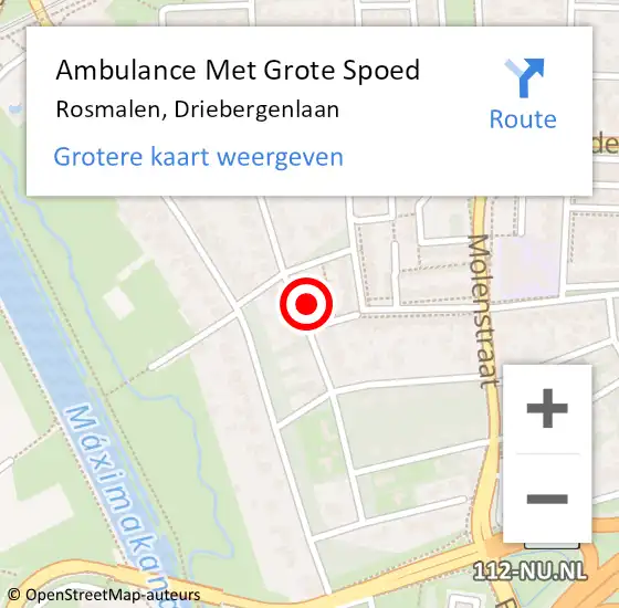 Locatie op kaart van de 112 melding: Ambulance Met Grote Spoed Naar Rosmalen, Driebergenlaan op 19 november 2013 18:23