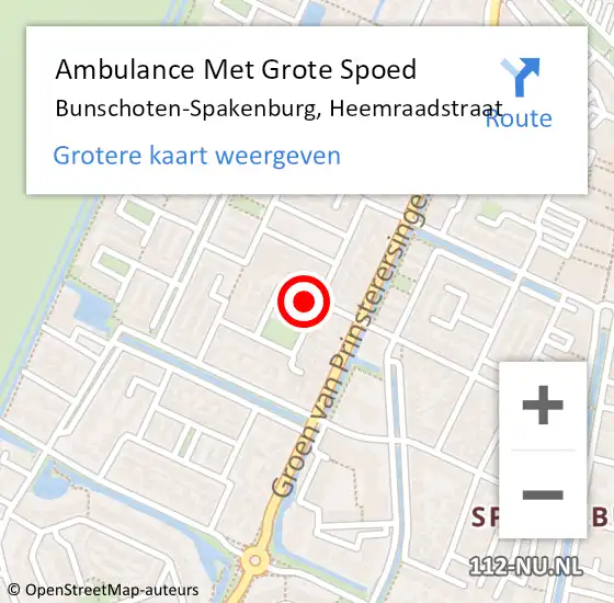 Locatie op kaart van de 112 melding: Ambulance Met Grote Spoed Naar Bunschoten-Spakenburg, Heemraadstraat op 7 september 2015 11:22