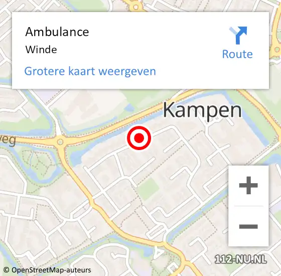 Locatie op kaart van de 112 melding: Ambulance Winde op 7 september 2015 11:53