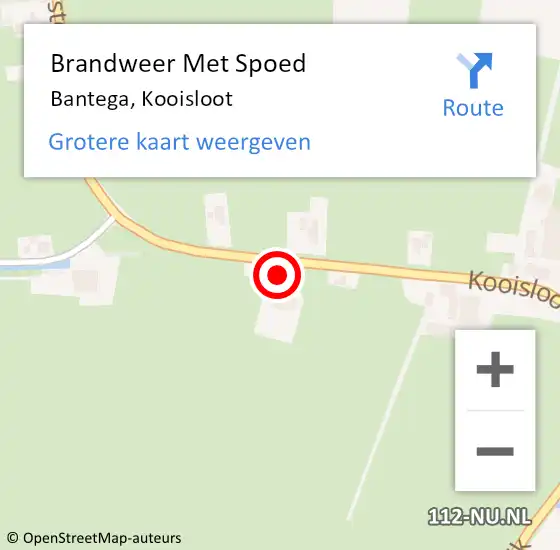 Locatie op kaart van de 112 melding: Brandweer Met Spoed Naar Bantega, Kooisloot op 7 september 2015 12:17