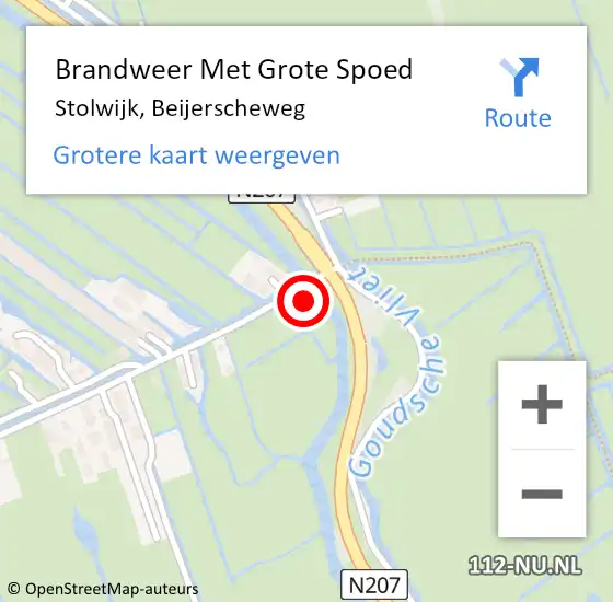 Locatie op kaart van de 112 melding: Brandweer Met Grote Spoed Naar Stolwijk, Beijerscheweg op 7 september 2015 12:24