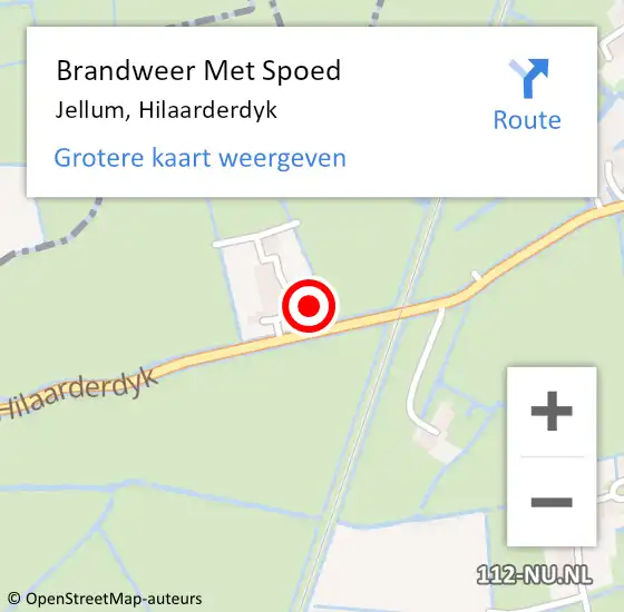 Locatie op kaart van de 112 melding: Brandweer Met Spoed Naar Jellum, Hilaarderdyk op 7 september 2015 12:53
