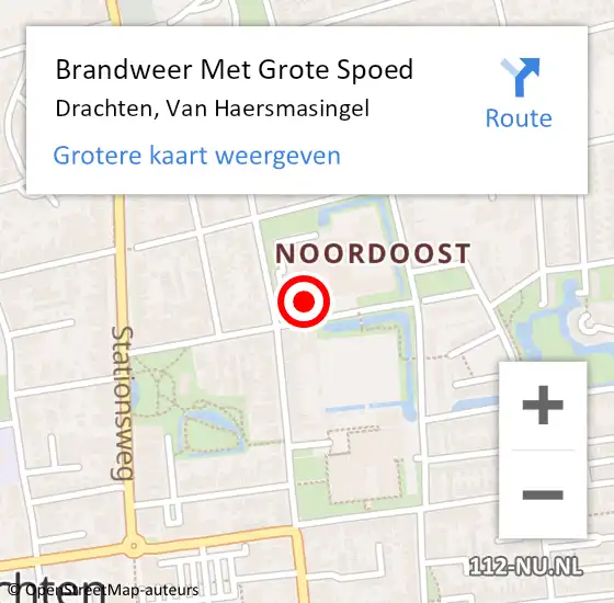 Locatie op kaart van de 112 melding: Brandweer Met Grote Spoed Naar Drachten, Van Haersmasingel op 7 september 2015 13:38