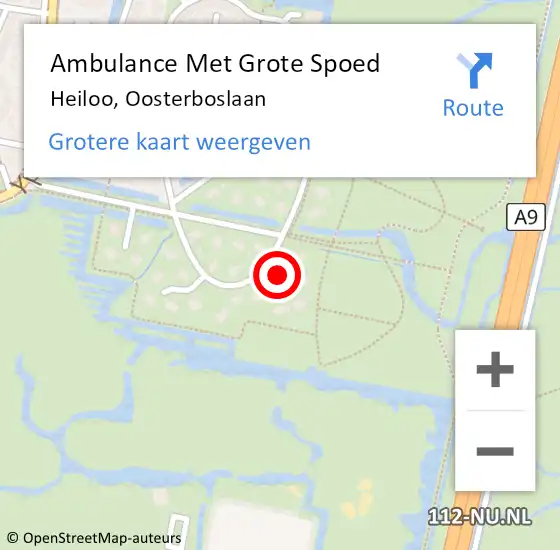 Locatie op kaart van de 112 melding: Ambulance Met Grote Spoed Naar Heiloo, Oosterboslaan op 7 september 2015 14:09