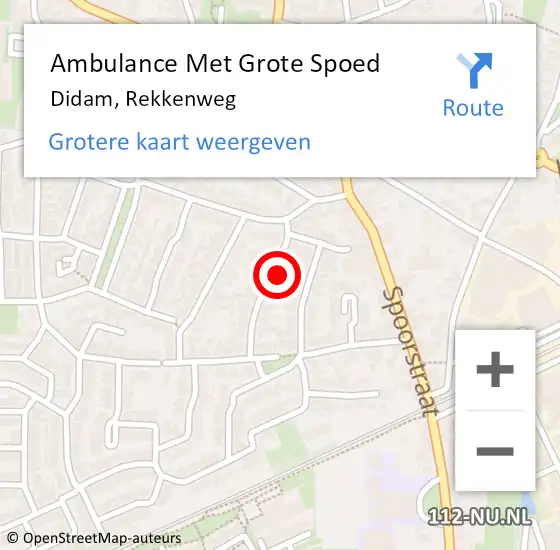 Locatie op kaart van de 112 melding: Ambulance Met Grote Spoed Naar Didam, Rekkenweg op 7 september 2015 14:13