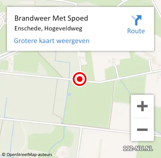 Locatie op kaart van de 112 melding: Brandweer Met Spoed Naar Enschede, Hogeveldweg op 7 september 2015 14:14