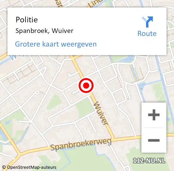 Locatie op kaart van de 112 melding: Politie Spanbroek, Wuiver op 7 september 2015 14:24