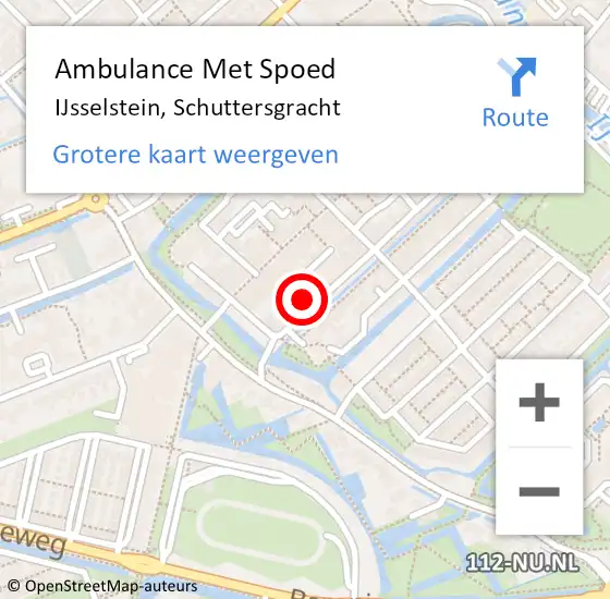 Locatie op kaart van de 112 melding: Ambulance Met Spoed Naar IJsselstein, Schuttersgracht op 7 september 2015 14:24