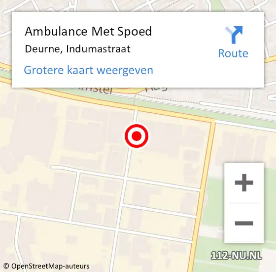 Locatie op kaart van de 112 melding: Ambulance Met Spoed Naar Deurne, Indumastraat op 7 september 2015 14:38