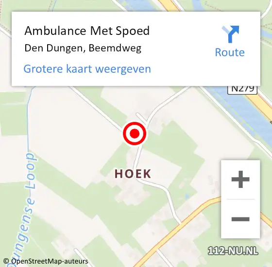 Locatie op kaart van de 112 melding: Ambulance Met Spoed Naar Den Dungen, Beemdweg op 7 september 2015 14:46