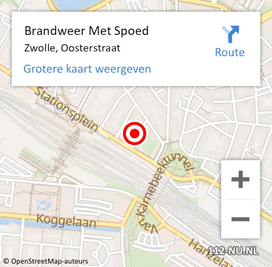 Locatie op kaart van de 112 melding: Brandweer Met Spoed Naar Zwolle, Oosterstraat op 7 september 2015 14:52