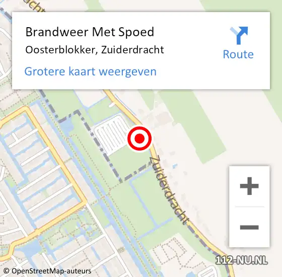 Locatie op kaart van de 112 melding: Brandweer Met Spoed Naar Oosterblokker, Zuiderdracht op 7 september 2015 14:55