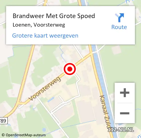 Locatie op kaart van de 112 melding: Brandweer Met Grote Spoed Naar Loenen, Voorsterweg op 7 september 2015 15:13
